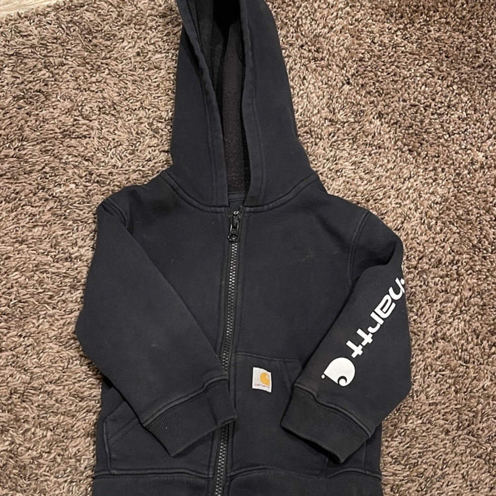 Carhartt Kids Black Hoodie with Logo Sleeve